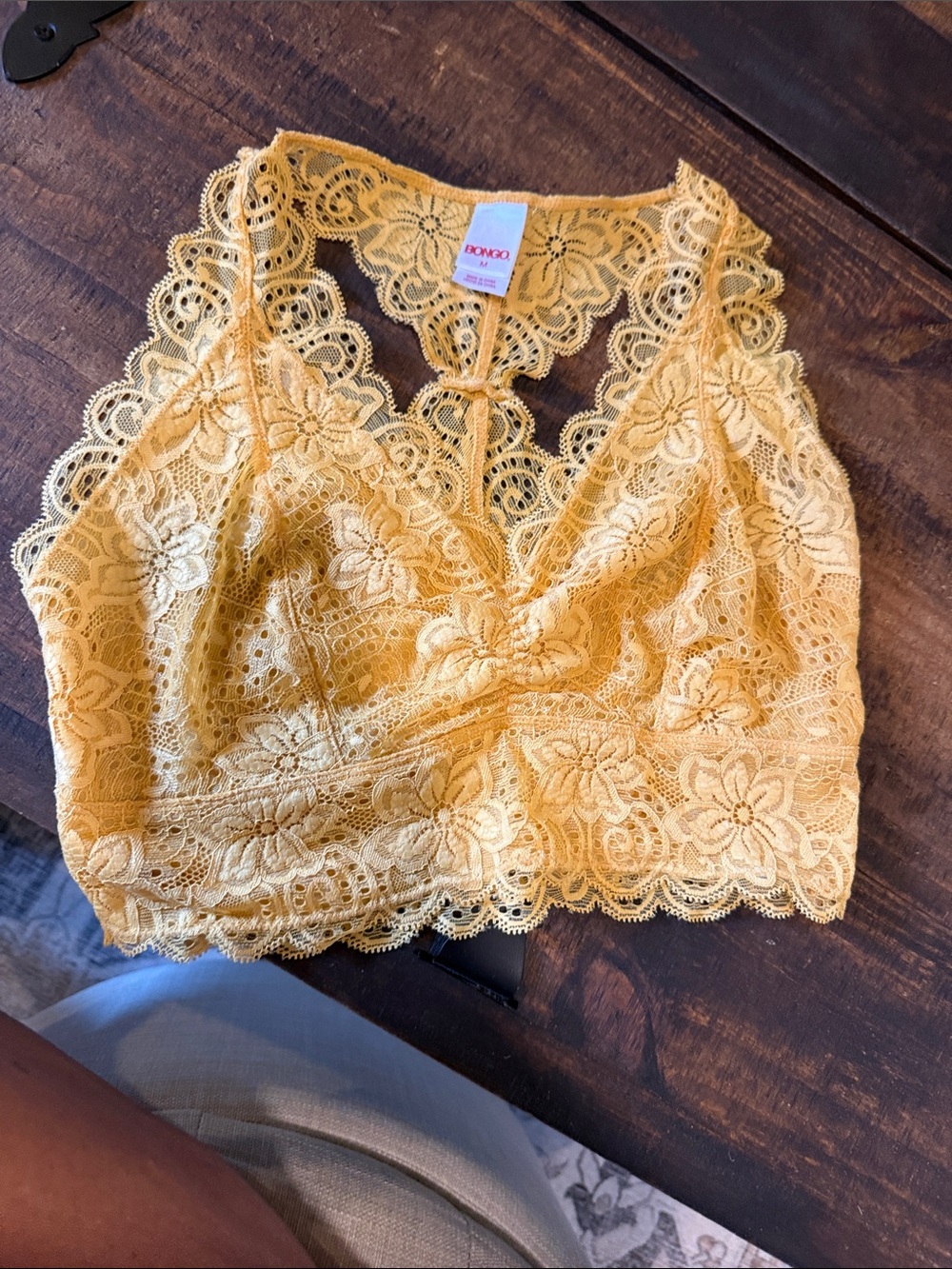 BONGO Yellow Lace Bralette Camisole